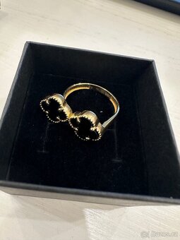 ✨ Luxusní dámský zlaty prsten – dvojitý čtyřlístek ✨ - 2