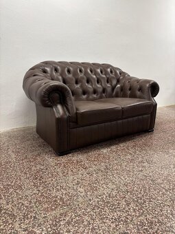 CHESTERFIELD ŠTÝL,KOŽENÁ 3+2+1,TMAVO-HNEDÁ - 2