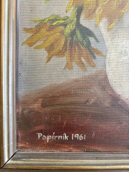 Obraz Slunečnice -Papírník 1961, olej 45x35 - 2