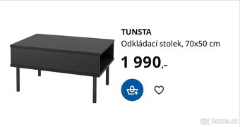 Stolek odkladaci antracit Tunsta Ikea - 2