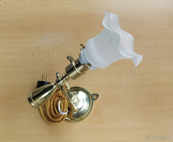 Starožitná mosazná lampička - secese - 2