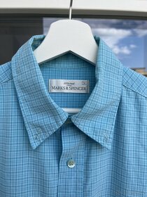 Modrá panská bavlněná kostkovaná košile - 2