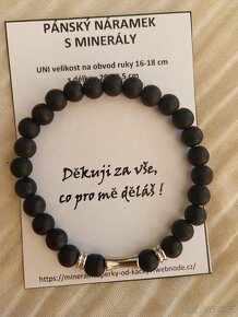 Pánský minerální náramek Onyx matný + ocel - 2