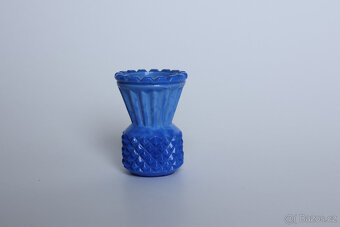 mini vázička art deco 20. léta modré sklo - 2