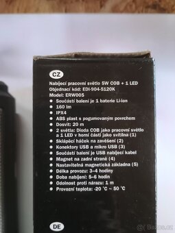 Nabíjecí svítilna 5w COB + 1 LED - nová - 2
