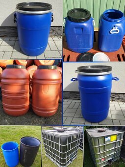 Plastové sudy, barely na vodu, kvas, obilí, IBC nádrž 1000 l - 2