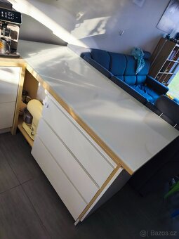 Skleněná barová kuchyňská deska 180x85 cm s dřevěnou deskou - 2