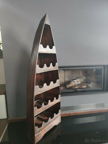 dřevěná loď - originální stojan na lahve vína - 2