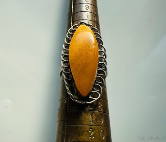 Vintage prsten Jantar, stříbrný - 2