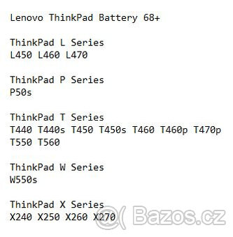 baterie Lenovo (68) pro notebooky řady ThinkPad (2.5hod) - 2