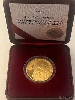 Zlato / zlaté půluncové mince ,medaile Karel Gott - 2