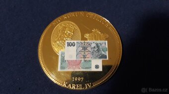 Pozlacená ražba bankovky 100Kč - 2