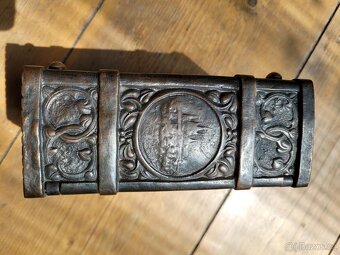 Krásná starožitná krabička - Patriot - kov kámen Praha lípa - 2