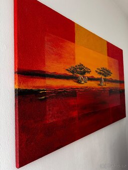 Malba- africký motiv, strukturovaný obraz na plátně - 2