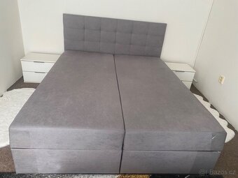 Boxspring postel 160×200 + 2× noční stolek – komplet, - 2