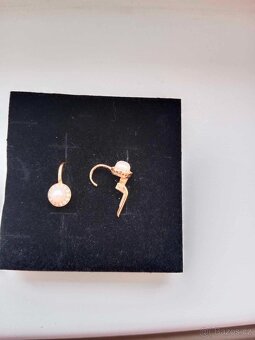 Zlaté naušnice s perlou a zirkony 14K 585/1000 - 2