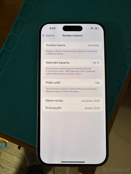 iPhone 15 – 128 GB – světle modrá – 96 % baterie – TOP STAV - 2