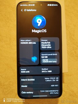 HONOR 400 Lite 5GB 256GB - NOVÝ - ZÁRUKA 24-MĚS. - 2