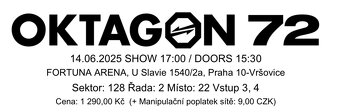 Oktagon 72 Vegh vs Vemola vstupenka sektor 128 - 2