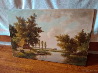 Krásný starý romantický obraz Holandský malíř W. Po d. - 2