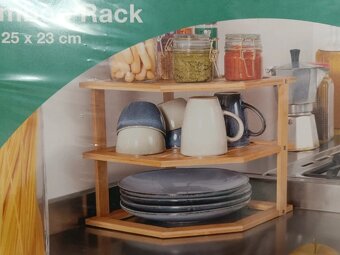 Kuchyňský stojan na nádobí z bambusu - nový - 2
