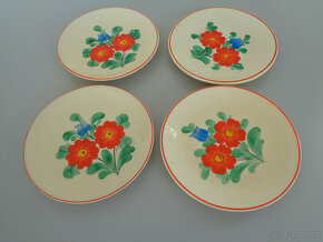 4 dezertní talířky - stará ručně malovaná keramika - 2