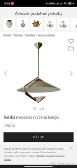 Italská mosazná závěsná lampa,lustr - 2