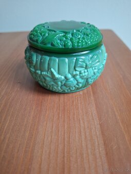 Skleněná dóza - malachit 9x6 cm - 2