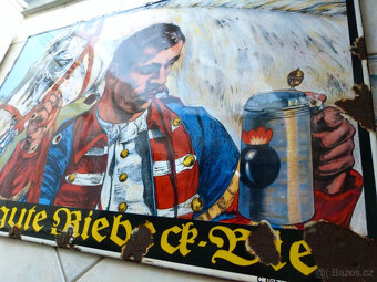 Stará smaltovaná cedule Dobré pivo Riebeck XXL verze, Lipsko - 2