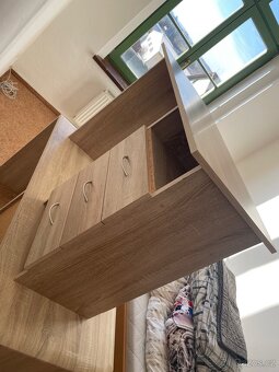 Psací stůl světlý dub / šedá - 2