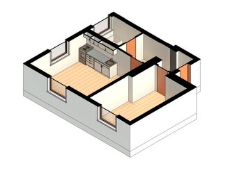 Pronájem městského bytu 2+kk (50,45 m²) – Louny, Husova 1071 - 2