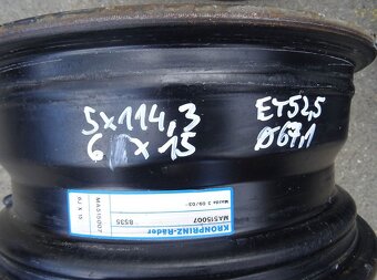 Plechové disky 15", rozteč 5x114.3,ET 52,5, šíře 6J - 2