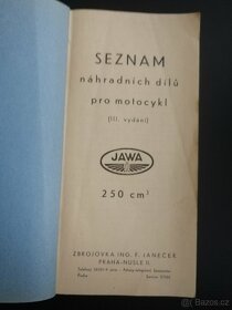 Jawa 250 předválečná Seznam náhradních - 2