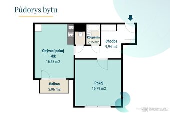 Pronájem, byt 1+1, 49 m2, balkon, ul. Netolická, České Buděj - 2