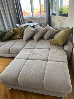 ROHOVÁ SEDAČKA, textil, šedá, barvy stříbra cca 337 x 228 cm - 2