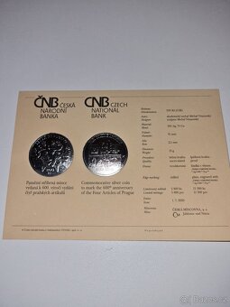 Pamětní stříbrná mince, 600. výročí Pražských artikul - 2