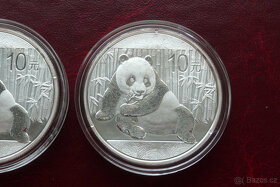 2x 1 oz stříbrná mince čínská panda 2015 - 2