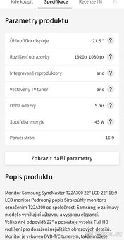 LED monitor 22" s TV tunerem Samsung T22A300 - 2