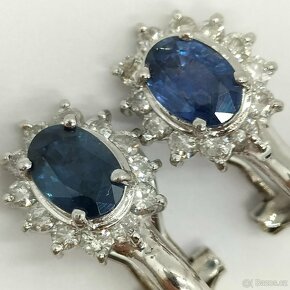 LUXUSNÍ PLATINOVÉ DIAMANTOVÉ NÁUŠNICE SE SAFÍRY - 2