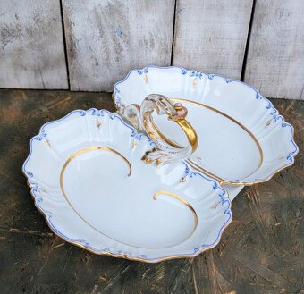 Starožitná dvojmiska s modrozlatým zdobením. - 2