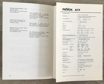 REVOX A77 originální brožura-návod v němčině - 2
