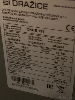 Elektrický bojler Dražice, 122 l - 2