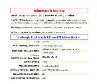 Google Pixel Watch 3 41mm LTE černé - 2
