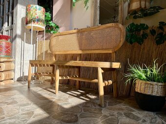 Ratanová lavice, mangové dřevo, rustikální boho venkovní poh - 2