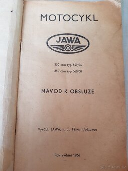 Návod k obsluze Jawa 250 / 350 ccm r. 1966 - 2