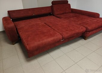 Rozkládací rohová sedací souprava s taburetem - jak NOVÁ - 2