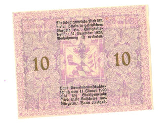 Nouzová bankovka 10 Heller Ried im Innkreis(1920) - 2