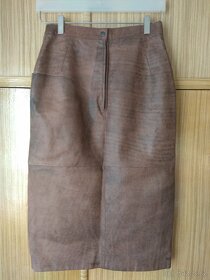 Dámská kožená sukně s předním rozparkem a předními kapsami - 2