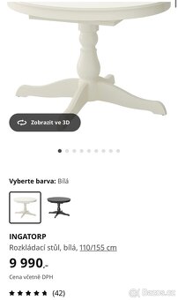 Rozkládací kulatý stůl - INGATORP + židle - 2