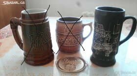 Retro keramický korbel + kovový pivní tácek - 2